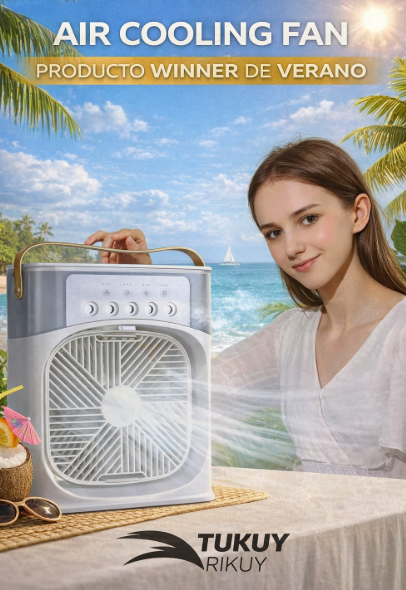 Mini Ventilador Enfriador de Aire Portátil con Luz LED – 3 Velocidades